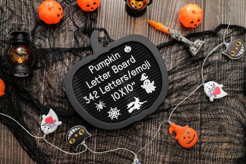 G GAMIT Pumpkin Felt Letter Board with 342 Changeable Letters&Numbers, 10”x10” Spooky Letterboard Gothic Message Board Letter Sign Board with Stand and Canvas bag for Halloween Party Christmas - Image 3